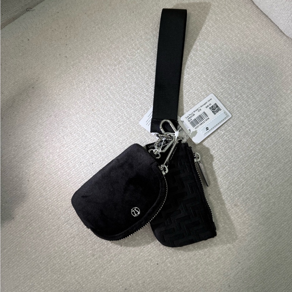 Lululemon Dual Black Velvet Wristlet with Pouches